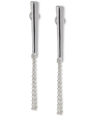 Lucky Brand Silver-tone Bar & Chain Linear Drop Earrings