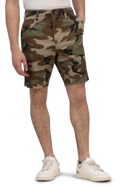 Lucky Brand Stretch Twill Flat Front Shorts In Camo Multi
