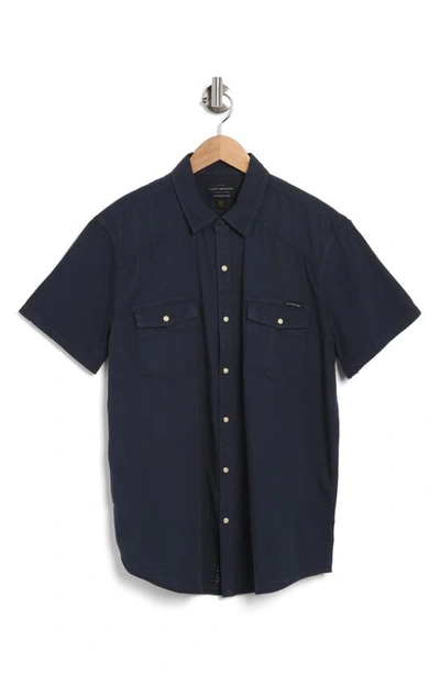 Lucky Brand Western Workwear Short Sleeve Shirt In Midnight Navy