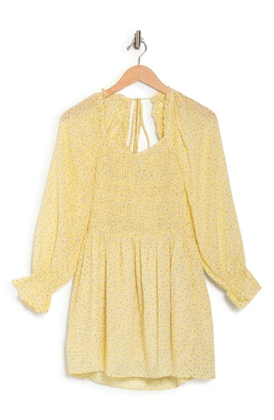 Lucy Paris Avery Floral Long Sleeve Dress In Yellow Floral