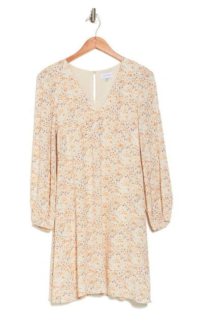 Lucy Paris Floral Rosemary Long Sleeve Dress In Brown