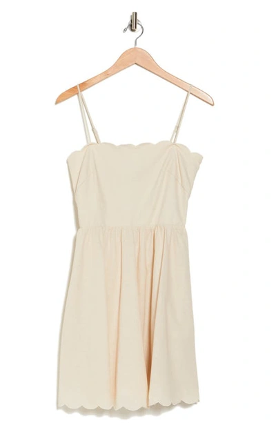 Lucy Paris Sisi Scallop Cotton & Linen Dress In Beige