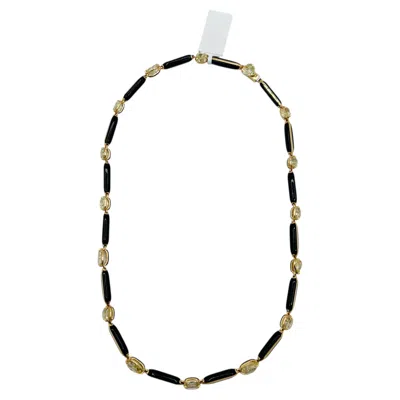 Pre-owned Lugano Estate  Mix Shape Diamond Necklace In Black Ceramic & 18k Yellow Gold