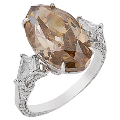 Pre-owned Lugano Gia 7.53 Cart Fancy Color Diamond 18k White Gold Ring