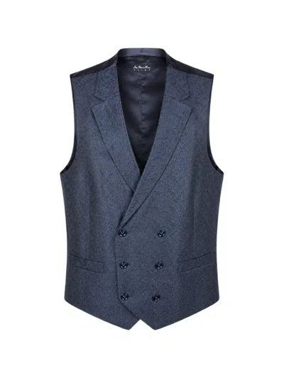 Luigi Bianchi Mantova Paisley-jacquard Double-breasted Waistcoat In Blue