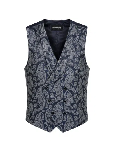 Luigi Bianchi Mantova Paisley-print Double-breasted Waistcoat In Blue