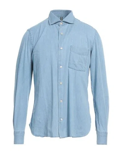 Luigi Borrelli Napoli Man Denim Shirt Blue Size M Cotton
