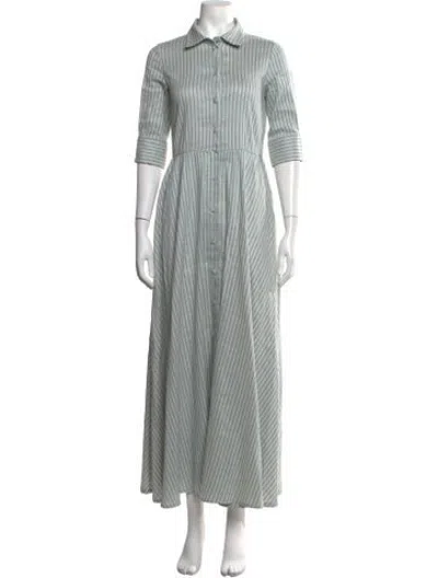 Pre-owned Luisa Beccaria Striped Long Dress In Blue