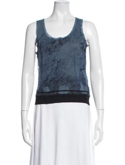 Pre-owned Luisa Cerano Printed Scoop Neck Sweater In Blue