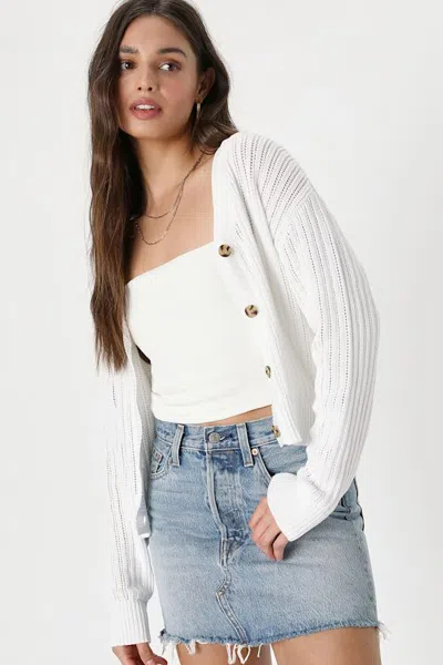 Lulus Fresh Feeling White Open Knit Button-up Cardigan Sweater