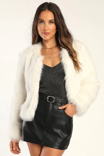 Lulus Glam Attitude Ivory Faux Fur Jacket