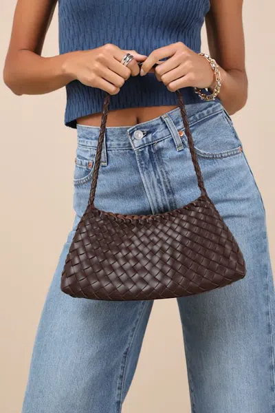 Lulus Lilijana Dark Brown Woven Shoulder Bag