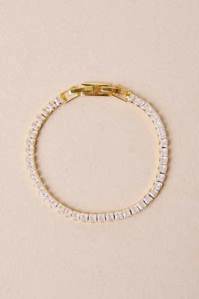 Lulus Perfectly Upscale Gold Rhinestone Tennis Bracelet