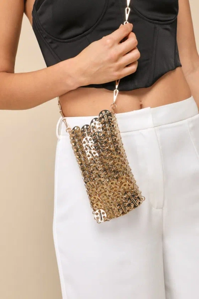 Lulus Prepared To Party Gold Chainmail Crossbody Phone Bag