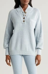 Lunya Cozy Organic Cotton Blend Pocket Henley In Lento Blue Marl.