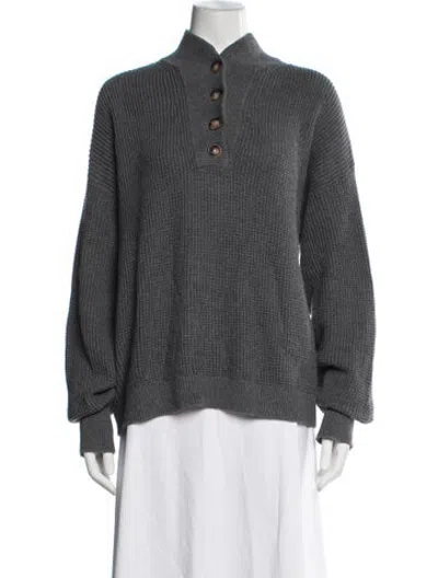Pre-owned Lunya Mock Neck Sweater In Grey