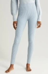 Lunya Rib Cozy Organic Cotton Blend Leggings In Lento Blue Marl.