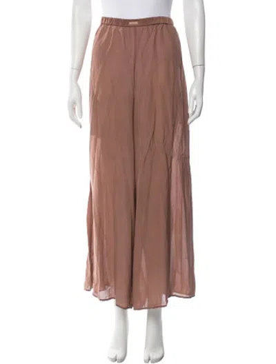 Pre-owned Lunya Silk Wide Leg Pants In Brown