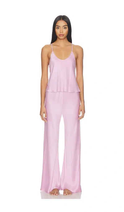 Lunya Washable Silk Bias Cami Pant Set In Lilac Bloom