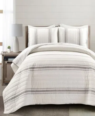 Lush Decor Farmhouse Stripe Reversible Cotton Quilt Sets In Multi