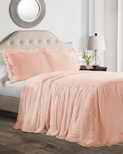 Lush Decor Ruffle Skirt Bedspread 3pc Set In Pink