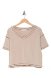 Lush Ribbed V-neck Sweater In Taupe