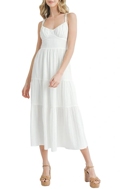 Lush Textured Knit Midi Dress In White