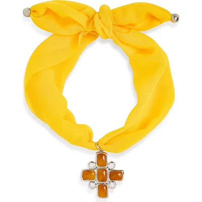 Luv Aj Elizabeth Cross Wrap Necklace In Yellow