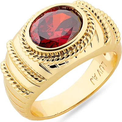 Luv Aj Elizabeth Garnet Statement Ring In Gold