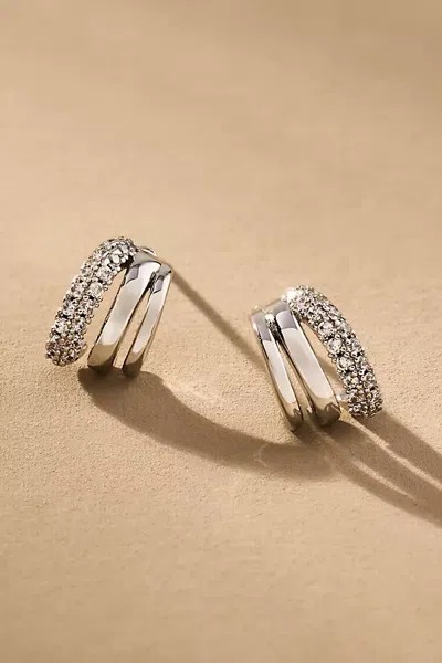 Luv Aj Multi Piercing Huggie Hoop Earrings In Silver