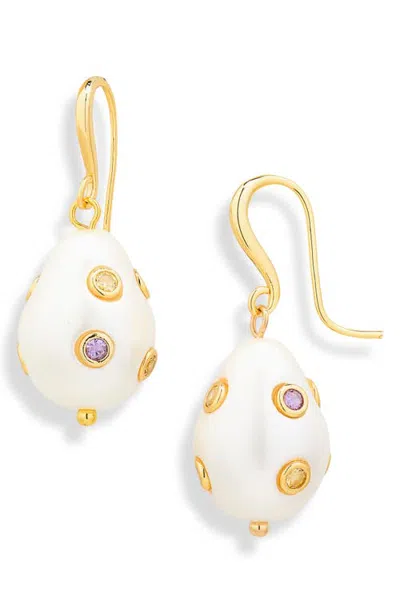 Luv Aj The Dotted Theodora Faux Pearl Hook Earrings In Gold
