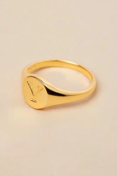 Luv Aj The Oval 14kt Gold ""y"" Signet Ring