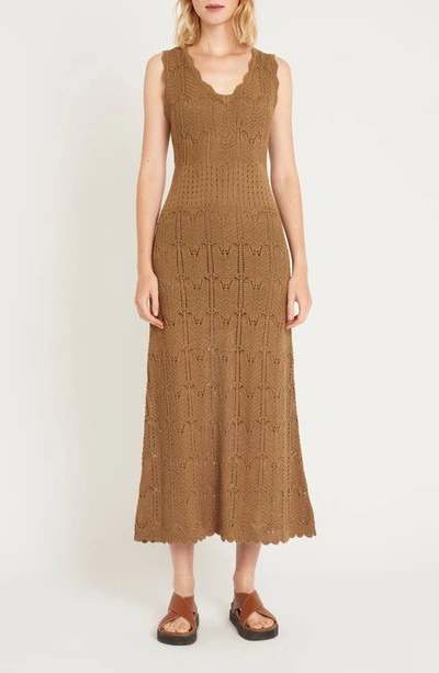 Luxely Wilder Sleeveless Midi Jumper Dress In Olive