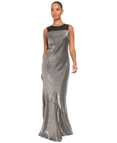 Luxely Women's Open-back Mesh-strap Fitted Midi Dress In Gray