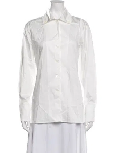 Pre-owned Lvir Long Sleeve Button-up Top In White