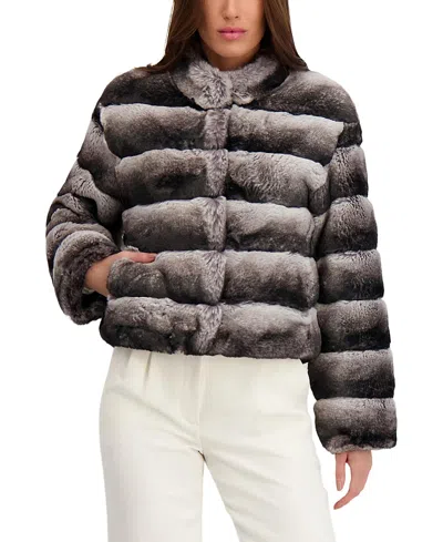 Lyla Grant Faux Fur Chinchilla Jacket In Gray