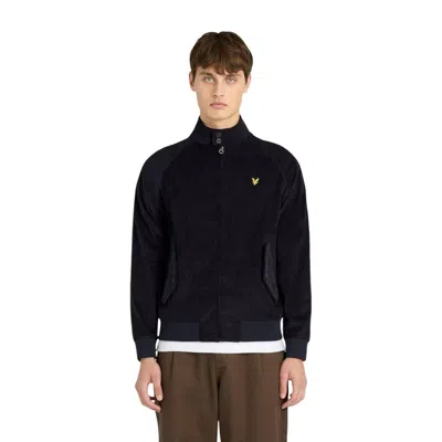 Lyle & Scott Blue Cotton Biker Jacket In Animal Print