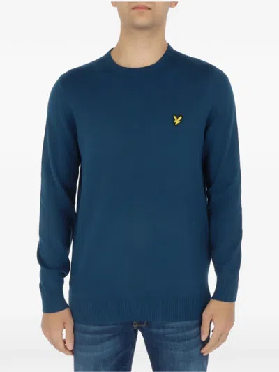 Lyle & Scott Embroidered-logo Crew-neck Sweater In Blue