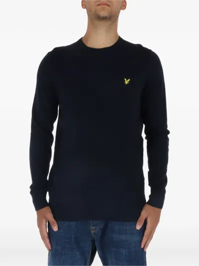 Lyle & Scott Merino-wool Crew-neck Sweater In Blue