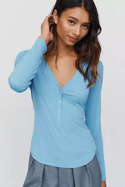 Lyrebird Henley Long Sleeve Top In Blue