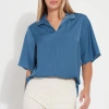 Lyssé Telia Cropped Pull On Top In Blue