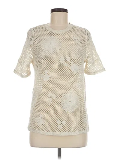 M&s Short Sleeve Top Ivory Crew Neck Tops In White