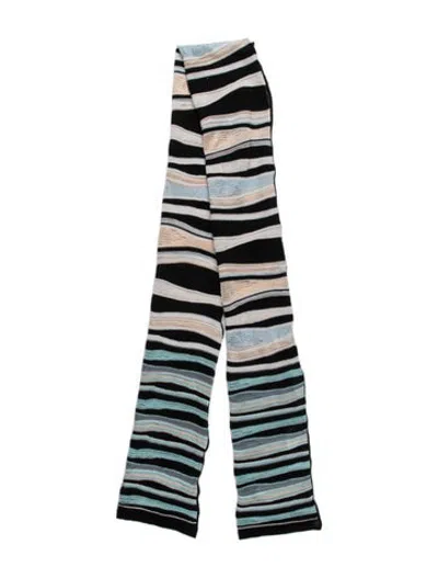 Pre-owned M Missoni Merino Wool Striped Scarf In Black