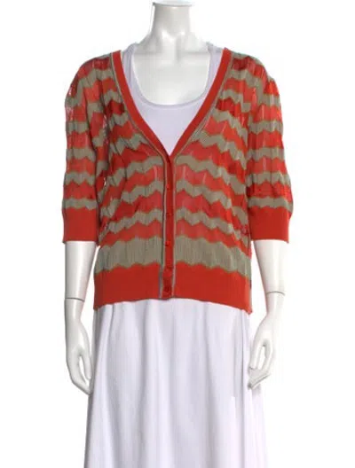 Pre-owned M Missoni Striped V-neck Sweater In Orange