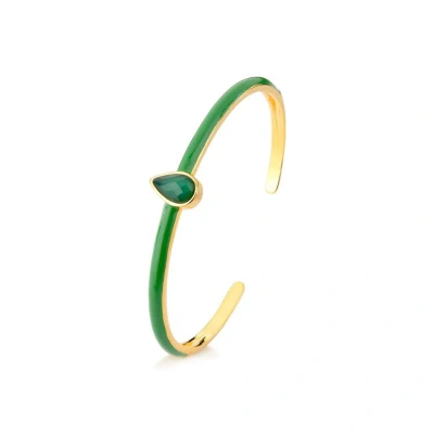 M. Dolores Colors Bracelet Green Agate/ Green Enamel In Gold