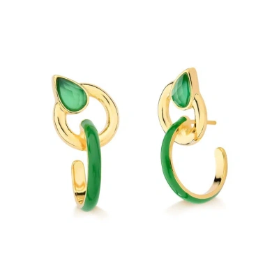 M. Dolores Colors Earring Green Agate/ Green Enamel In Not Applicable