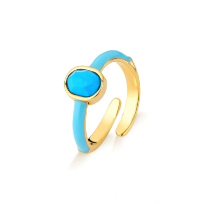 M. Dolores Colors Ring Turquoise Howlite/ Blue Enamel In Gray