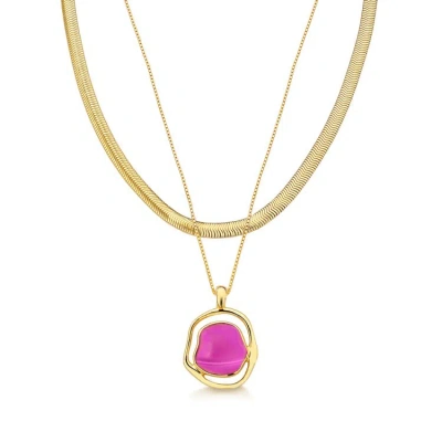 M. Dolores Soleil Baby Necklace Pink Agate In Not Applicable