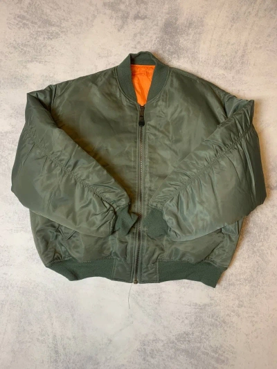 Pre-owned Ma 1 X Made In Usa American Vintage Military Avia Ma-1 Reversible Bomber In Green