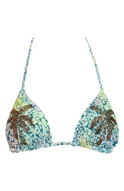 Maaji Balmy Embroidered Triangle Swim Top In Blue